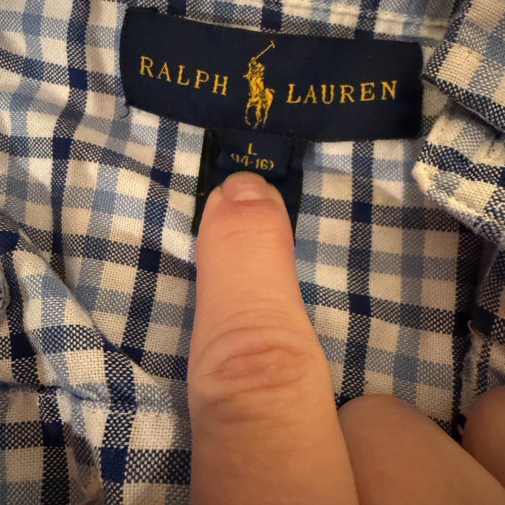 Ralph Lauren Youth Large blue plaid dress shirt! - Picture 3 of 4